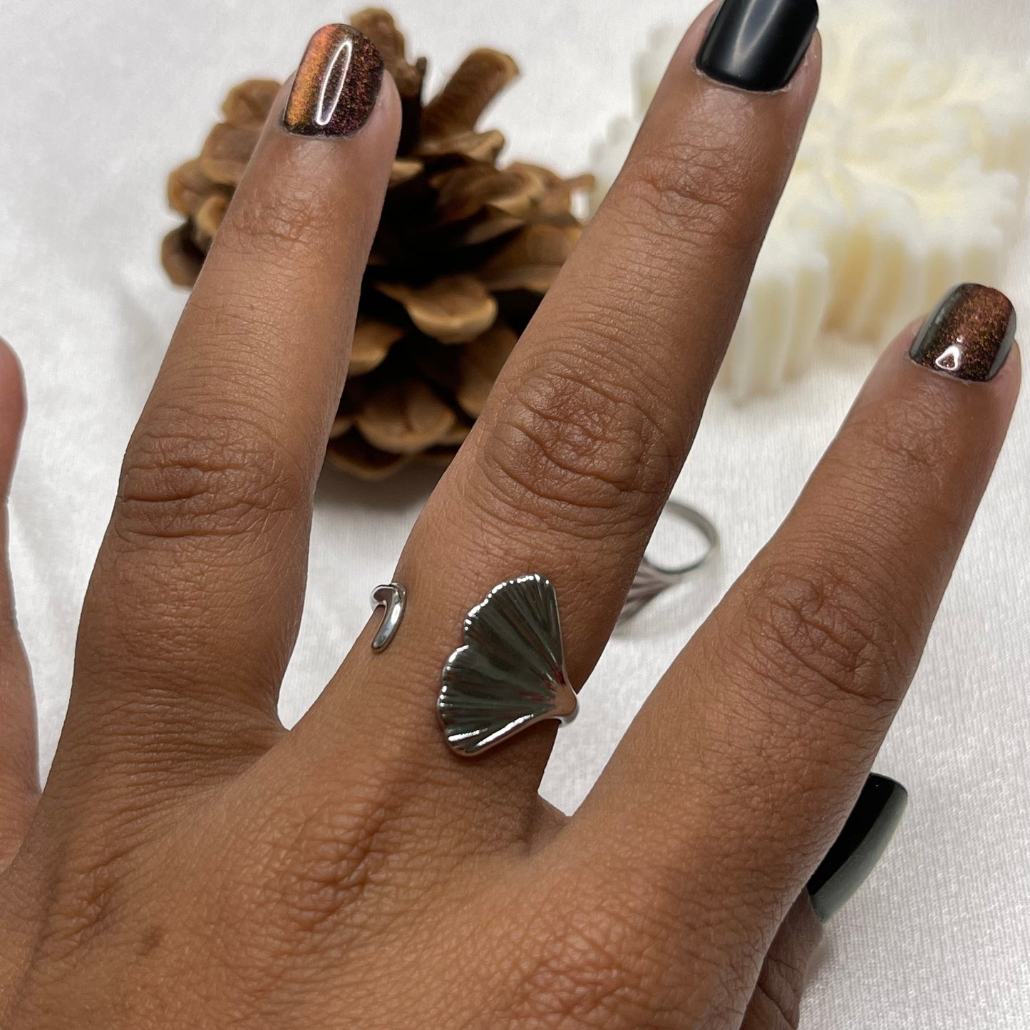 Silver Leaf Shape Ring