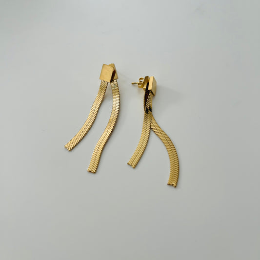 Snake Bone Gold Plated 18K Earrings