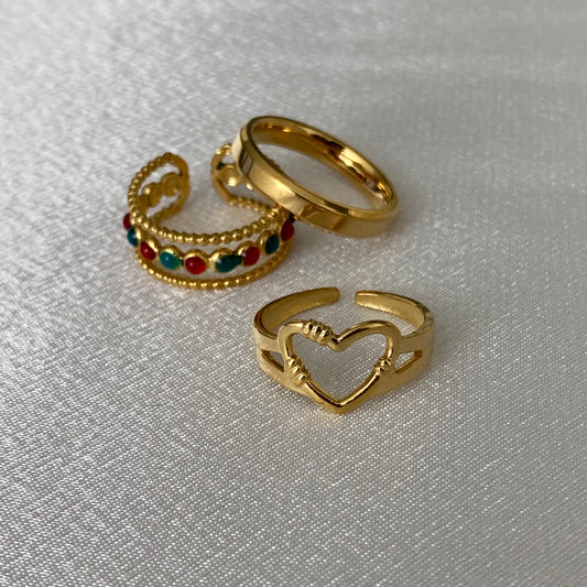 Heart Colored Ring Set