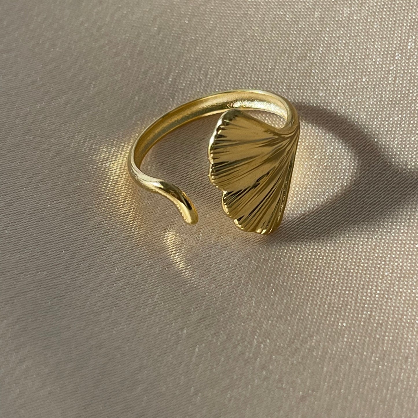 Leaf Shape Gold Plated Adjustable Ring