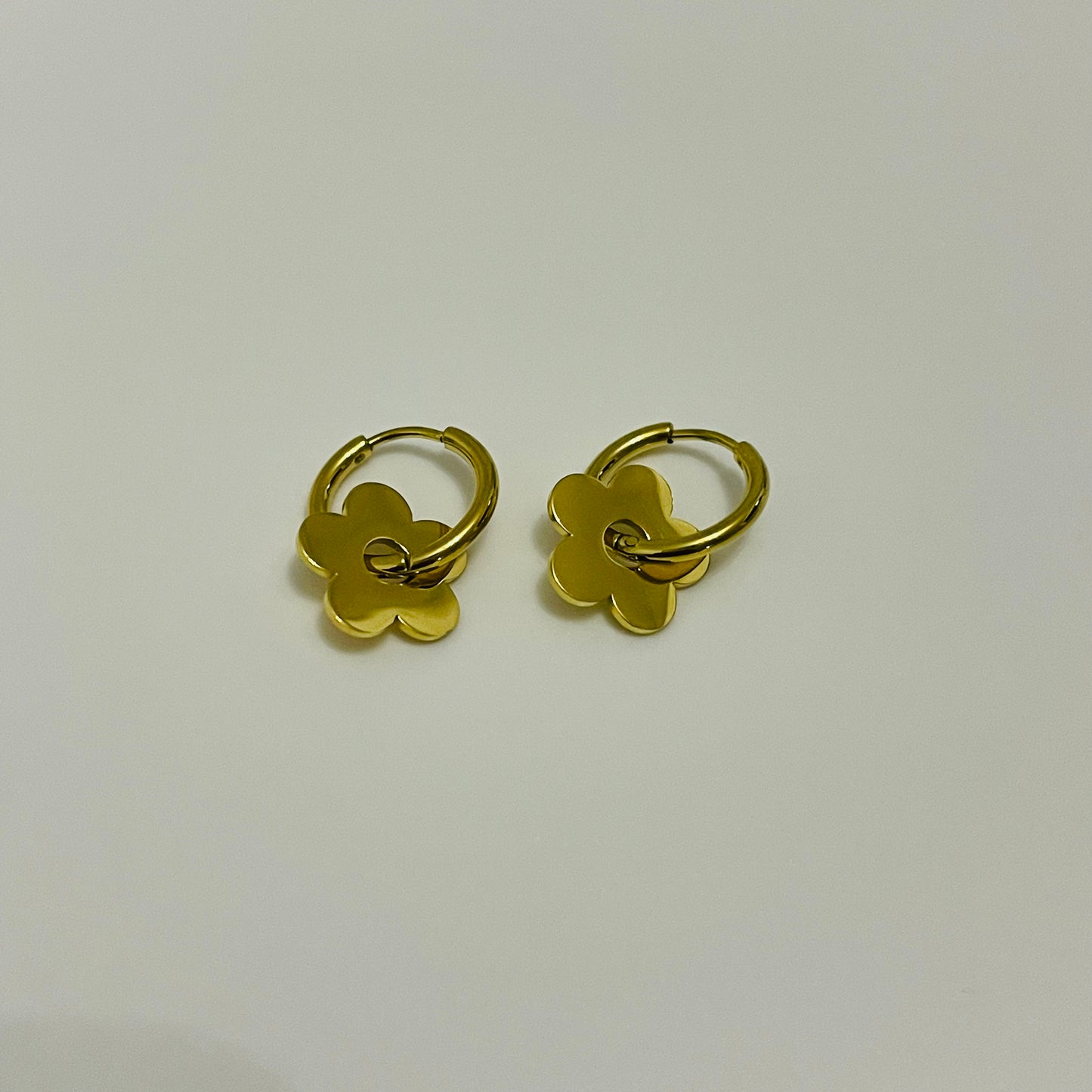 Golden Flower Hoop Earrings