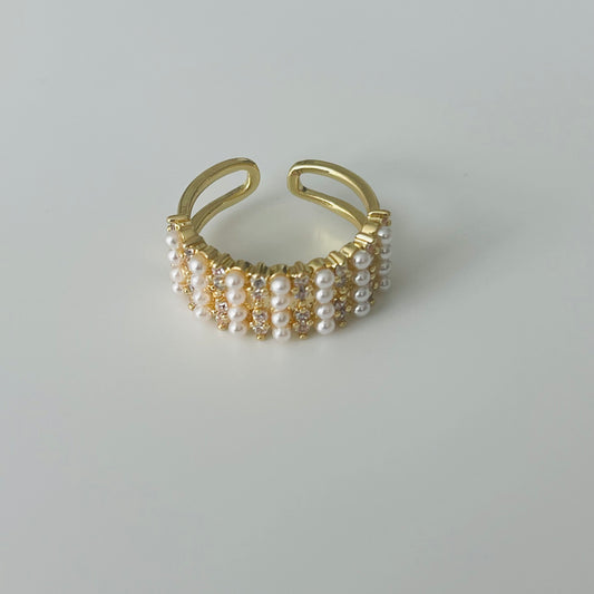 Pearl and Rhinestones Adjustable Ring