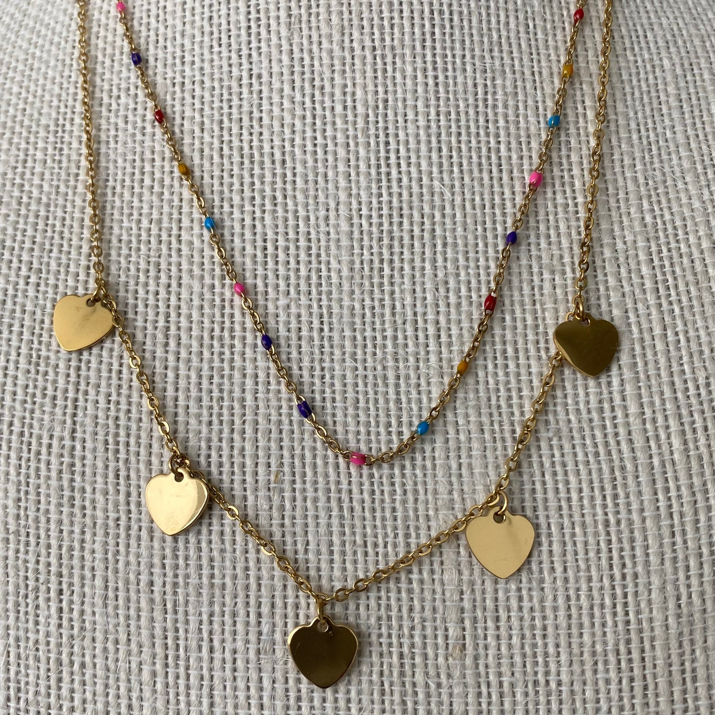 Heart Colored Layered Necklace