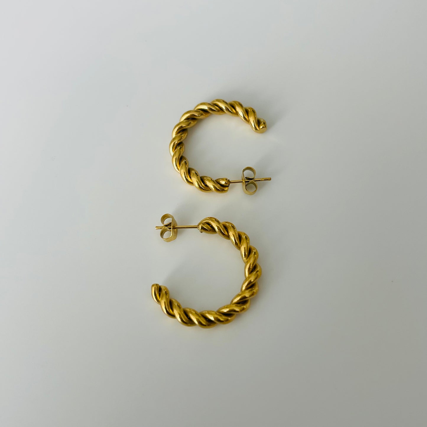 Gold Twist Hoops Earrings