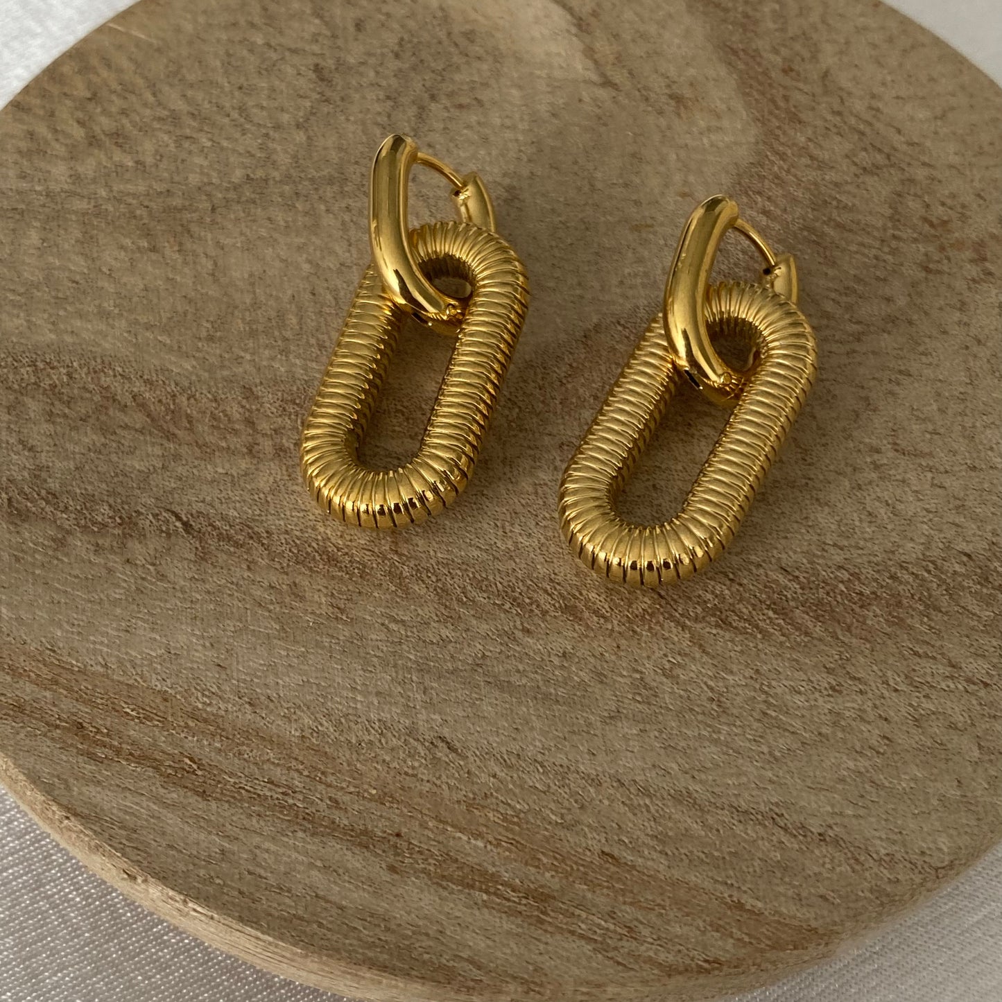 Oval Shape Gold Plated Earrings