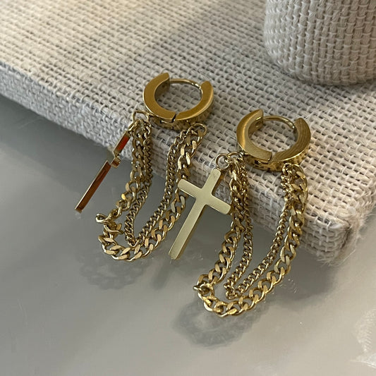 Cross Chain Earrings