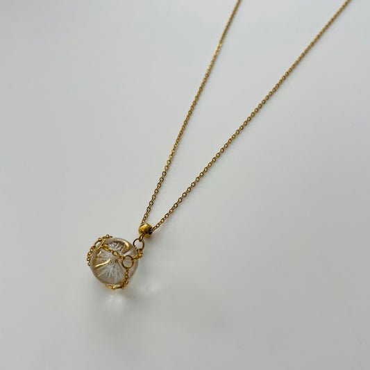 Gold Necklace with Crystal Pendant