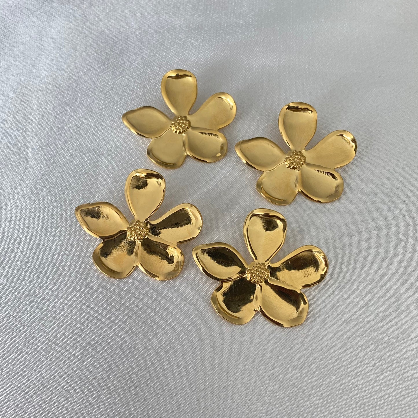 Gold Flower Stud Earrings