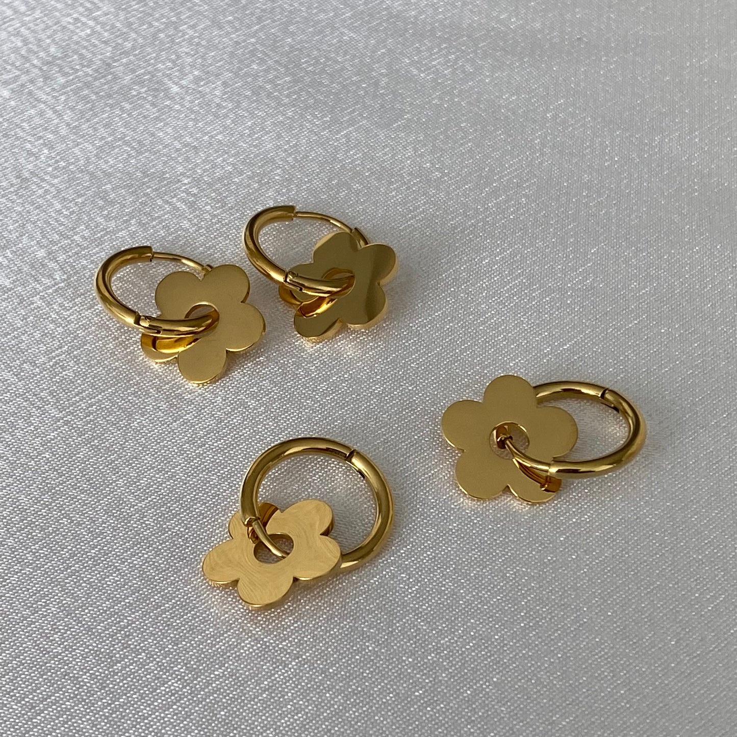 Golden Flower Hoop Earrings