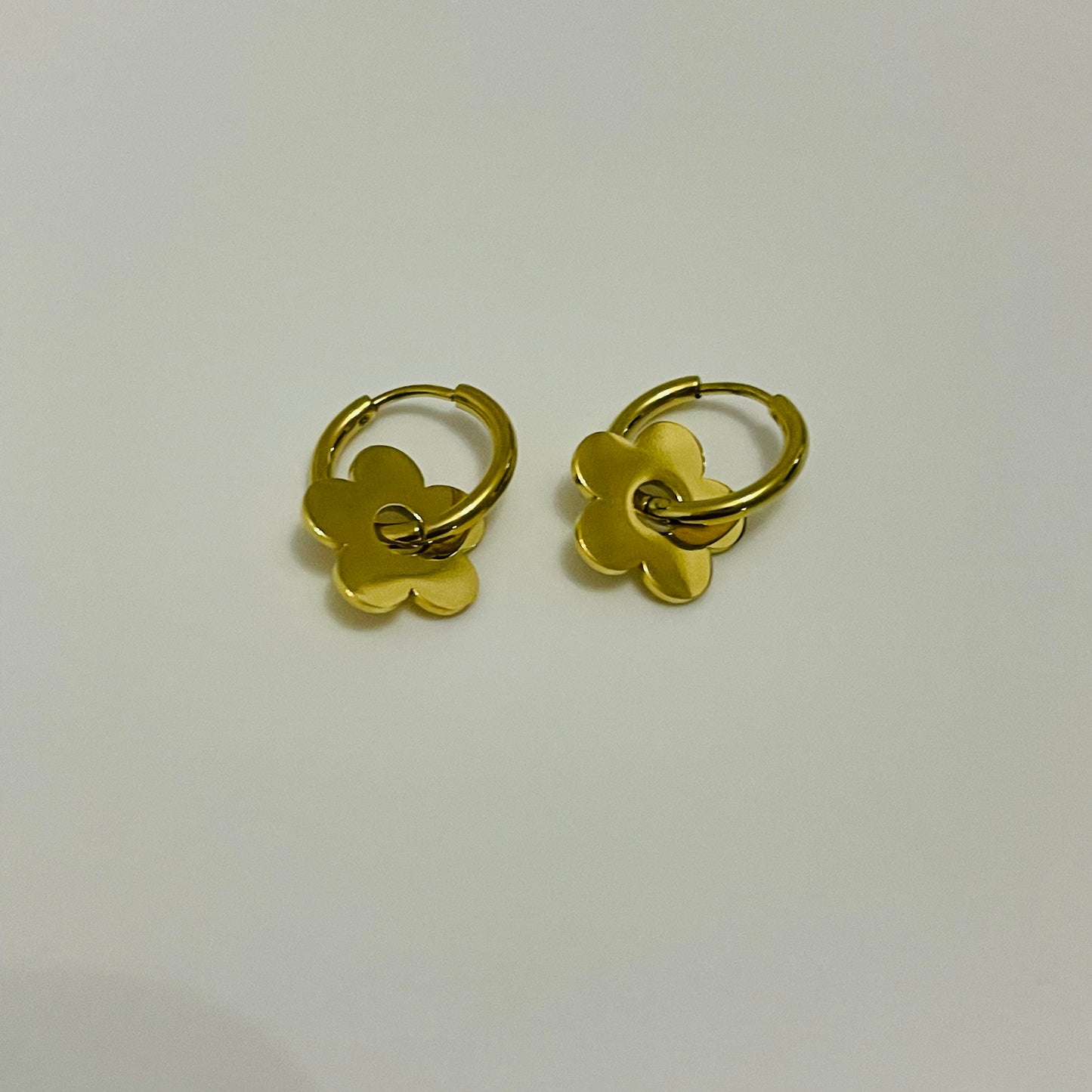 Golden Flower Hoop Earrings