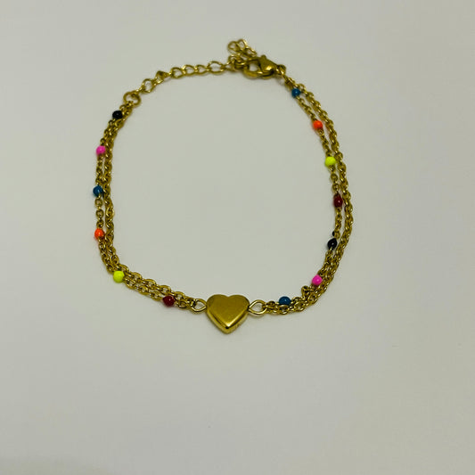 Colored Gold Heart Bracelet