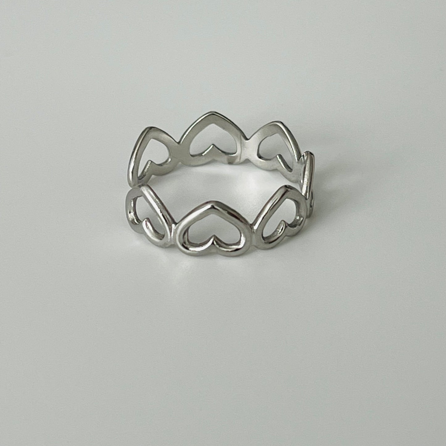 Silver Hearts Stainless Steel Ring