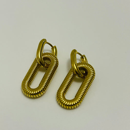 Oval Shape Gold Plated Earrings