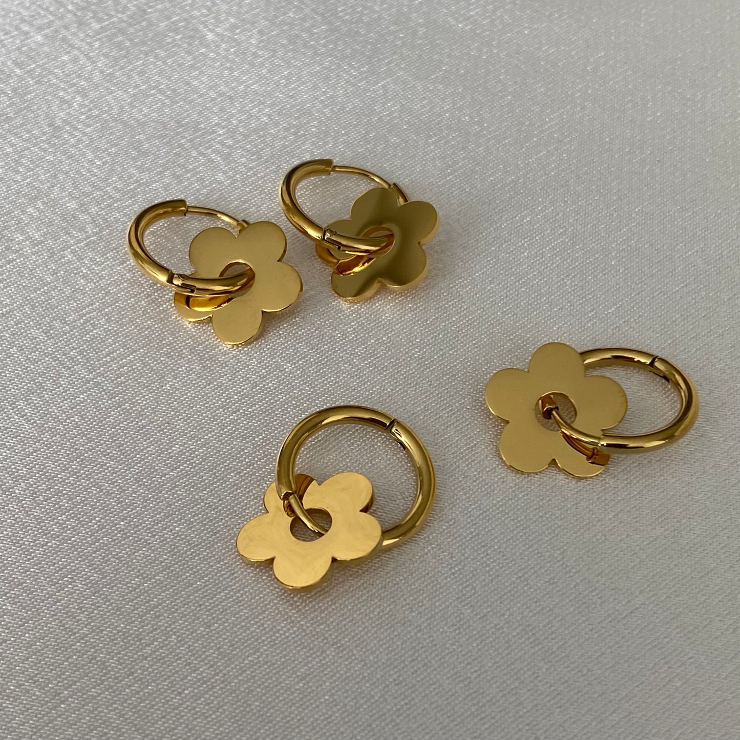 Golden Flower Hoop Earrings