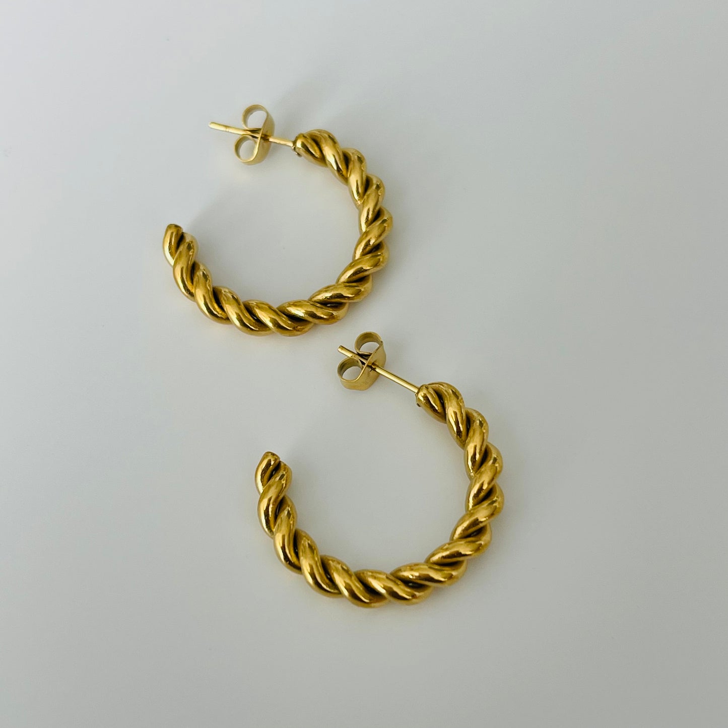 Gold Twist Hoops Earrings