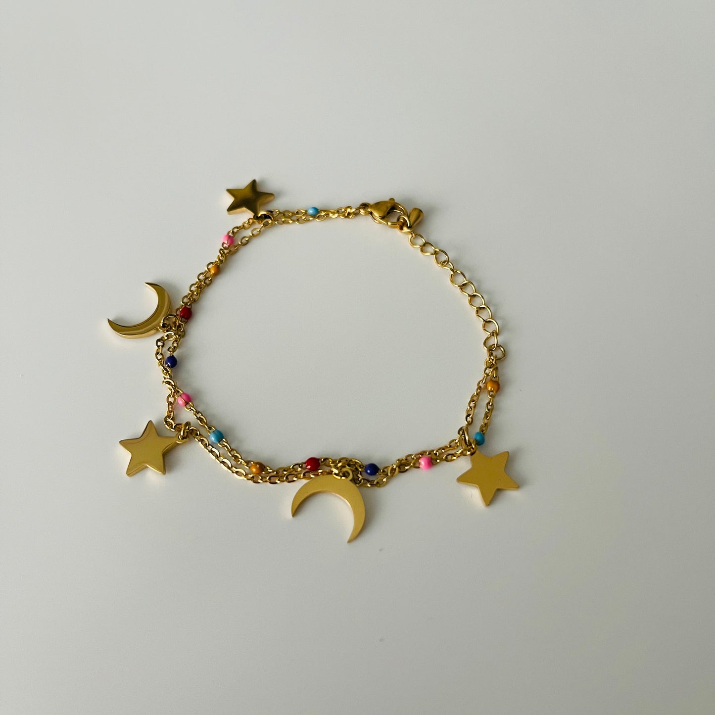 Star & Moon Layered Colored Bracelet