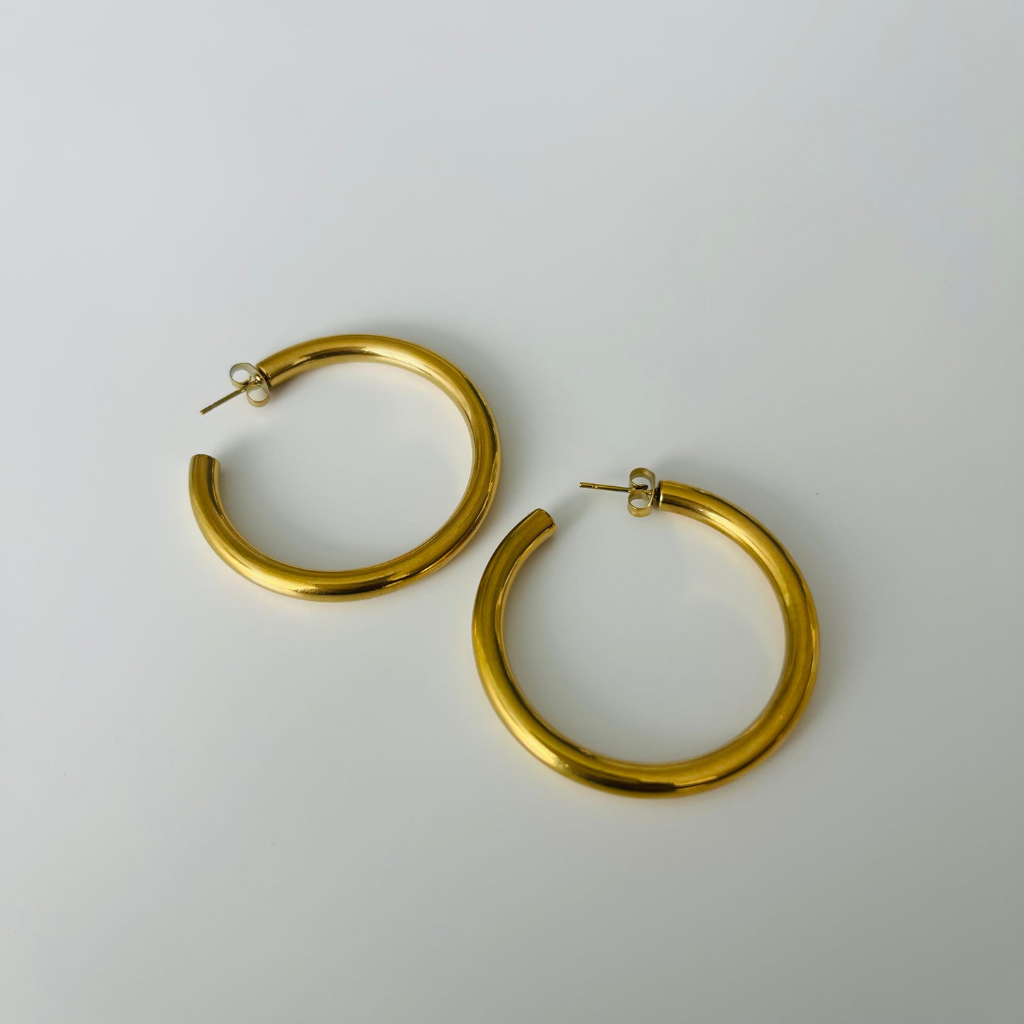 Medium Hoops Stainless Steel Gold Earrings