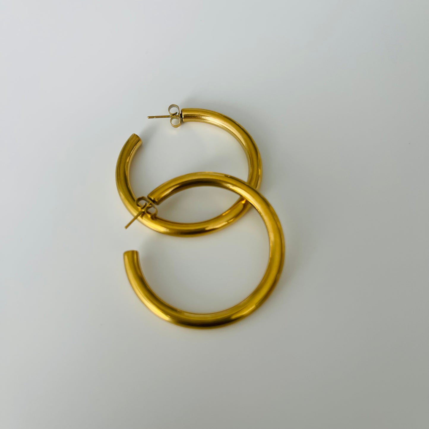 Medium Hoops Stainless Steel Gold Earrings