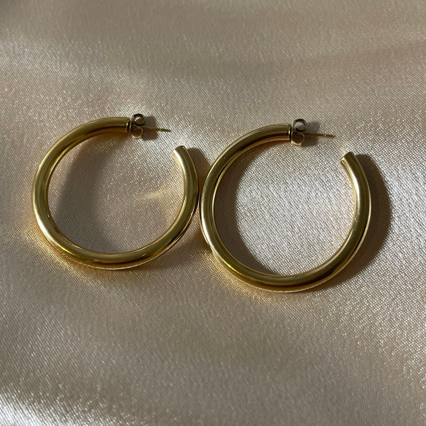 Medium Hoops Stainless Steel Gold Earrings