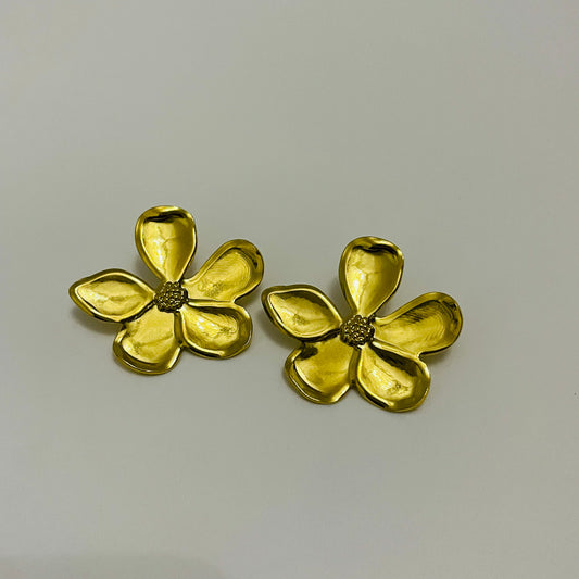 Gold Flower Stud Earrings