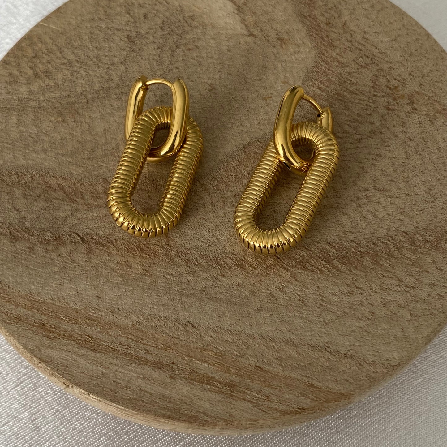 Oval Shape Gold Plated Earrings