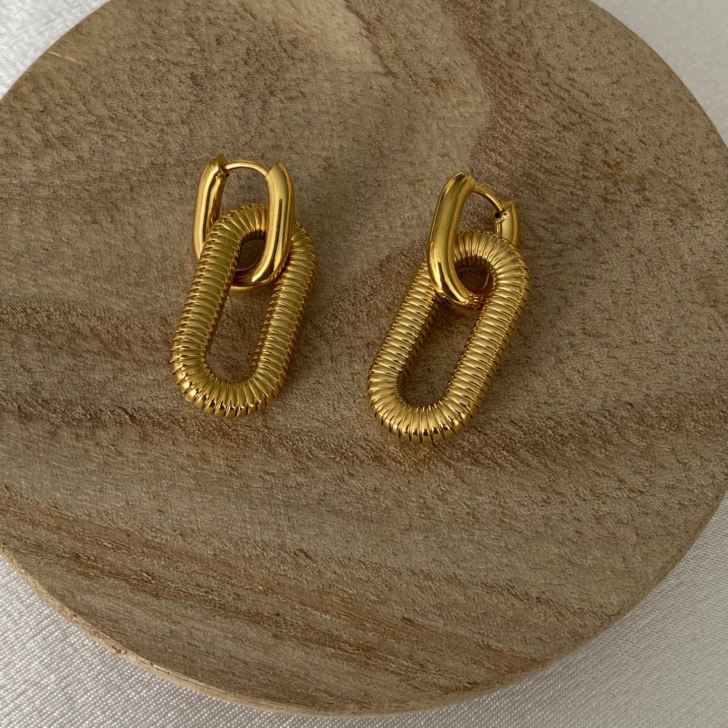 Oval Shape Gold Plated Earrings