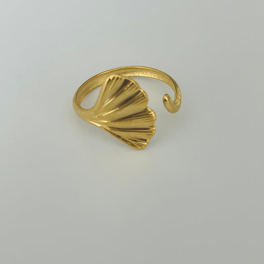 Leaf Shape Gold Plated Adjustable Ring