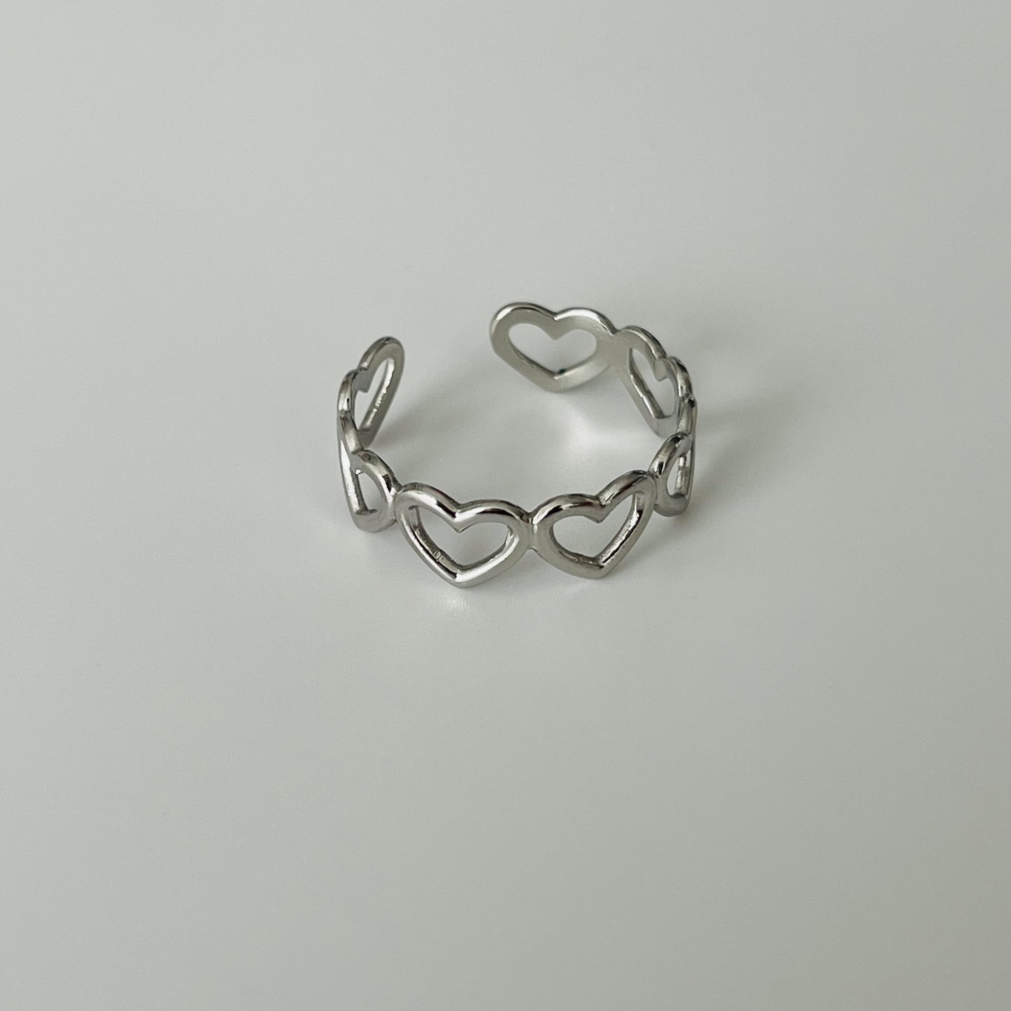 Silver Hearts Stainless Steel Ring