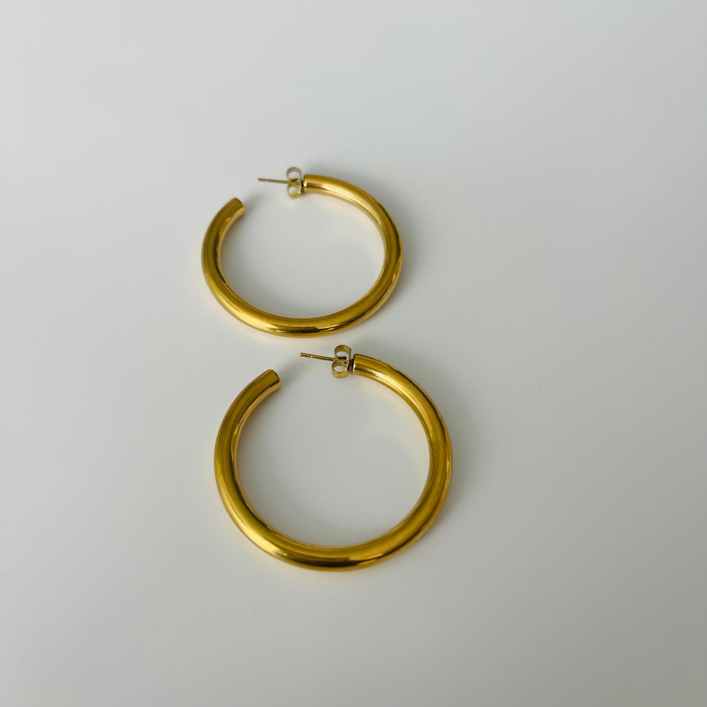 Medium Hoops Stainless Steel Gold Earrings