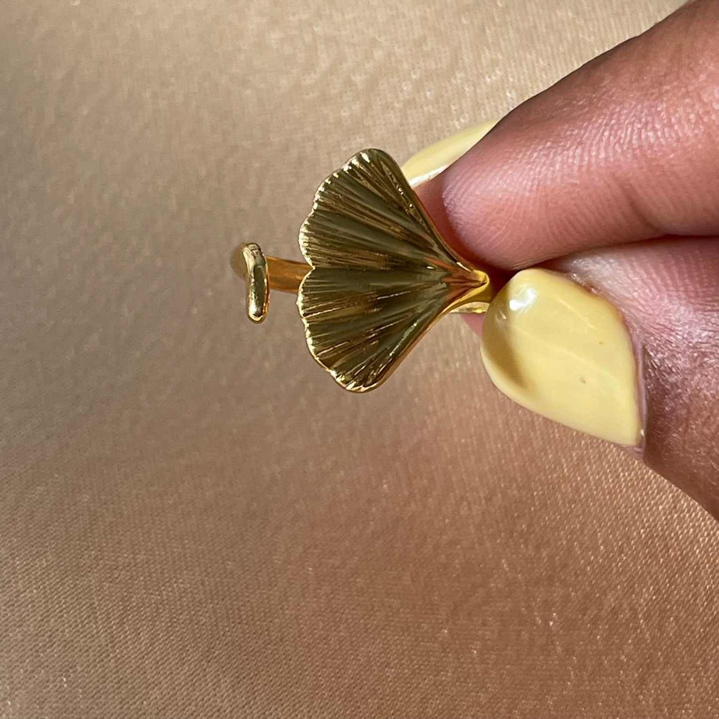 Leaf Shape Gold Plated Adjustable Ring