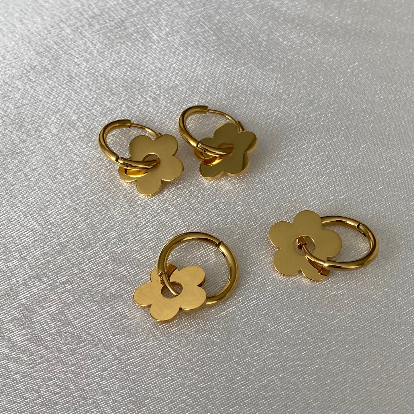 Golden Flower Hoop Earrings