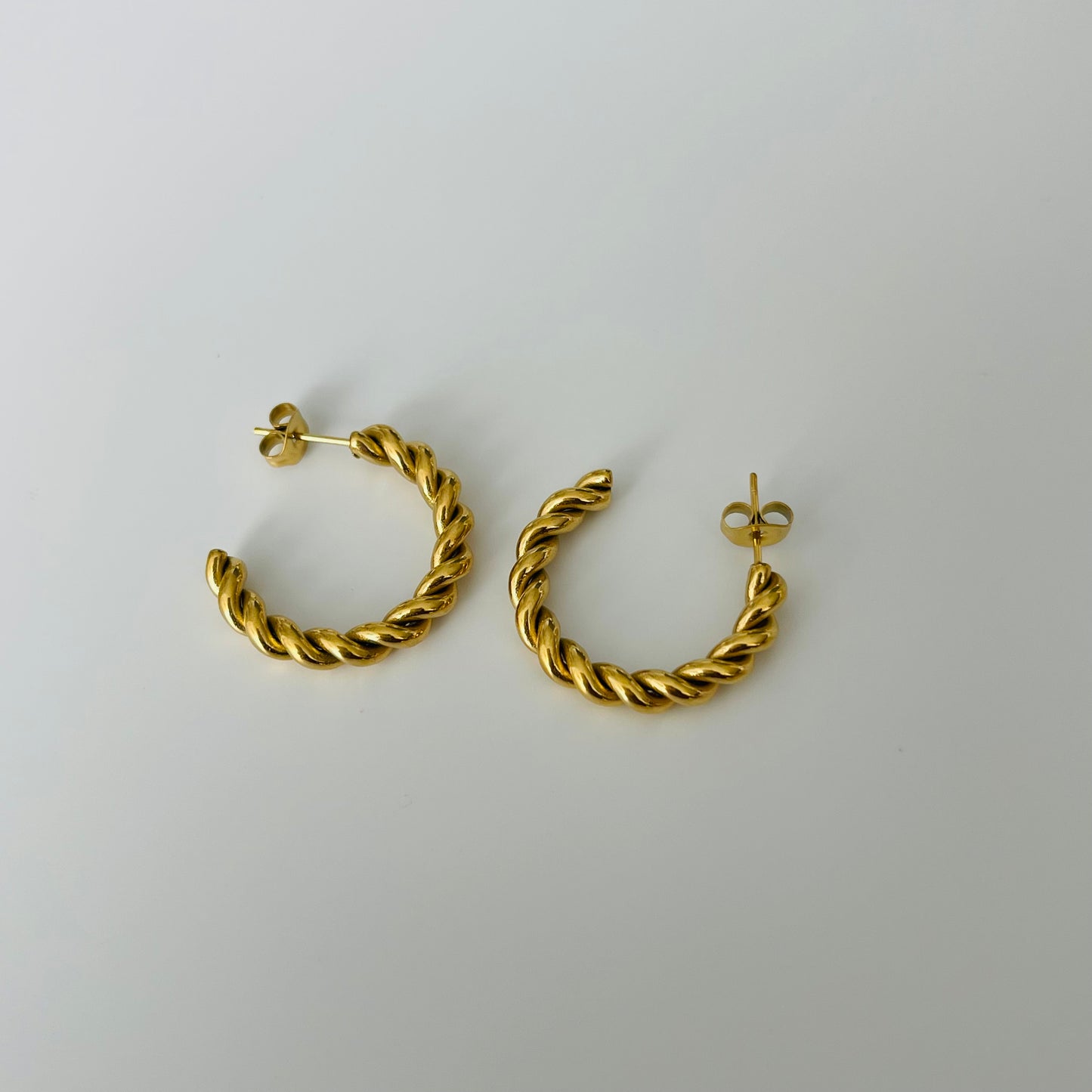 Gold Twist Hoops Earrings