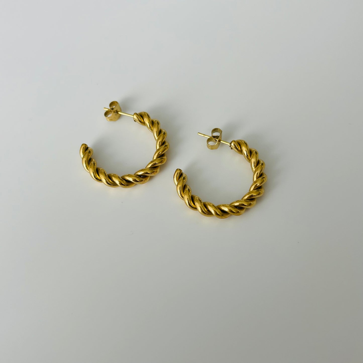 Gold Twist Hoops Earrings