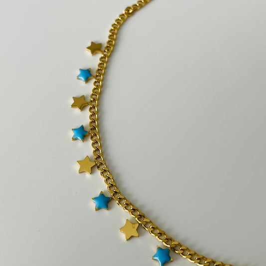 Enamel Stars Pattern Necklace