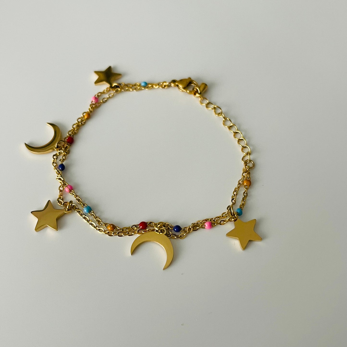 Star & Moon Layered Colored Bracelet