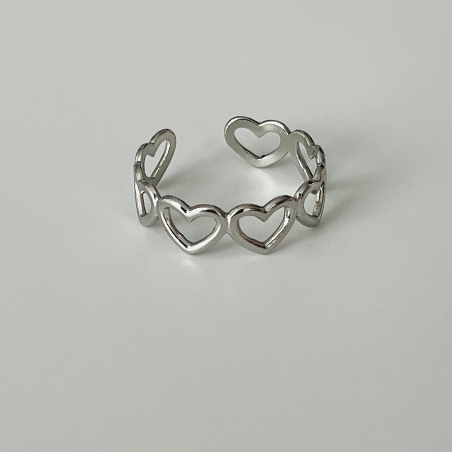 Silver Hearts Stainless Steel Ring