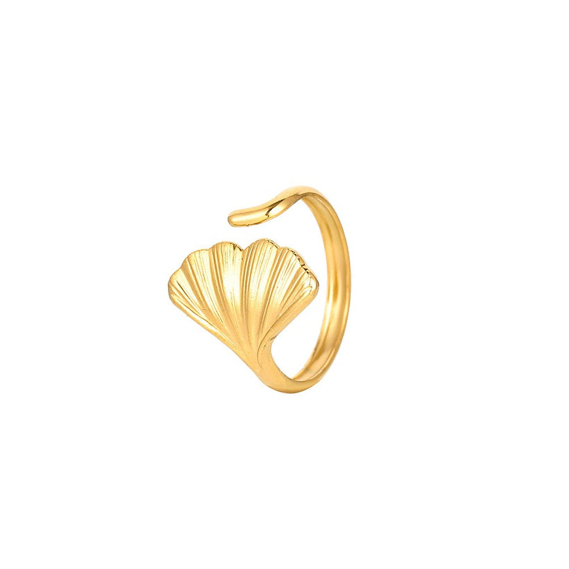 Leaf Shape Gold Plated Adjustable Ring